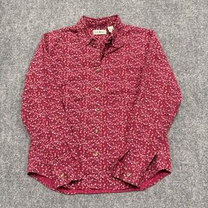 L.L. Bean Dress Shirt Women's Medium AOP Floral Button Up‎ 100% Cotton Casual